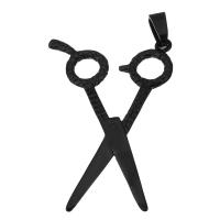 Stainless Steel Pendants, Scissors, black ionic, fashion jewelry, 41x61x3.5mm, Hole:Approx 5.5x8.5mm, Sold By PC