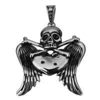 Roestvrij staal Skull Hangers, Schedel, mode sieraden & Halloween Jewelry Gift & zwart maken, 44.5x54x7mm, Gat:Ca 6.5x10mm, Verkocht door PC