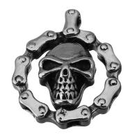 Roestvrij staal Skull Hangers, Schedel, mode sieraden & zwart maken, 41.5x51x10mm, Gat:Ca 5.5x6mm, Verkocht door PC