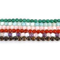 Mixed Gemstone Beads, Flat Round, different materials for choice & faceted, 6mm, Hole:Approx 1mm, Approx 65PCs/Strand, Sold Per Approx 15.5 Inch Strand