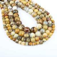 Natürliche verrückte Achat Perlen, Verrückter Achat, rund, verschiedene Größen vorhanden, gelb, Bohrung:ca. 1mm, verkauft per ca. 14.9 ZollInch Strang