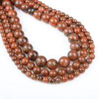 Roter Jaspis Perle, rund, verschiedene Größen vorhanden, rot, Bohrung:ca. 1mm, verkauft per ca. 14.9 ZollInch Strang