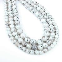 Lotos Jaspis Perle, rund, verschiedene Größen vorhanden, weiß, Bohrung:ca. 1mm, verkauft per ca. 14.9 ZollInch Strang