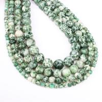 Grüner Tupfen Stein Perlen, grüner Punkt Stein, rund, verschiedene Größen vorhanden, grün, Bohrung:ca. 1mm, verkauft per ca. 14.9 ZollInch Strang