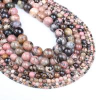 Rhodonit Perle, rund, verschiedene Größen vorhanden, Rosa, Bohrung:ca. 1mm, verkauft per ca. 14.9 ZollInch Strang