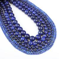 synthetischer Lapis Perle, rund, verschiedene Größen vorhanden, blau, Bohrung:ca. 1mm, verkauft per ca. 14.9 ZollInch Strang