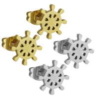 Stainless Steel Stud Earrings Ship Wheel plated for woman Sold By Lot