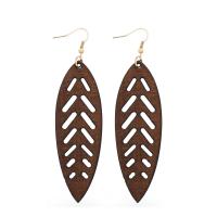 Wood Earring, with Tibetan Style, Leaf, for woman & hollow, more colors for choice, 27x102mm, 5Pairs/Lot, Sold By Lot