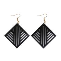 Wood Earring, with Tibetan Style, Rhombus, for woman & hollow, more colors for choice, 53x77mm, 5Pairs/Lot, Sold By Lot