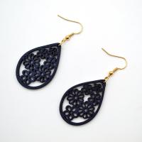 Wood Earring with Zinc Alloy Teardrop & for woman & hollow Sold By Lot