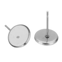 Stainless Steel Earring Stud Component Flat Round original color 0.5mm 8mm Sold By Bag