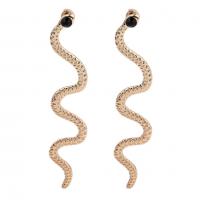 Zinc Alloy Stud Earring Snake plated for woman & with rhinestone nickel lead & cadmium free 23*80mm Sold By Bag