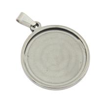 Stainless Steel Pendant Setting Flat Round Sold By Bag