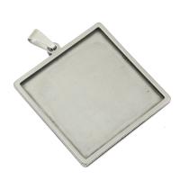 Stainless Steel Pendant Setting, Square, different size for choice, original color, Hole:Approx 7.6x3.7mm, 50PCs/Bag, Sold By Bag