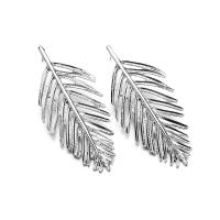 Zinc Alloy Stud Earring Leaf plated for woman nickel lead & cadmium free 30*65mm Sold By Bag