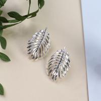 Zinc Alloy Stud Earring Leaf plated for woman nickel lead & cadmium free 25*40mm Sold By Bag