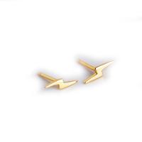925 Sterling Silver Stud Earrings Lightning Symbol plated for woman 4mm Sold By Pair