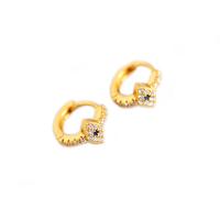 925 Sterling Silver Huggie Hoop Earring Donut plated micro pave cubic zirconia & for woman 7.50mm Sold By Pair