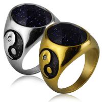 Prst prsten od inoxa, Nehrđajući čelik, s Opsidijan, pozlaćen, modni nakit & različite veličine za izbor, više boja za izbor, 19x4mm, Prodano By PC