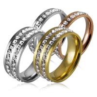 nehrđajućeg Čelik vještački dijamant Finger Ring, Nehrđajući čelik, pozlaćen, modni nakit & s Rhinestone, više boja za izbor, Prodano By PC