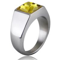 Cubic Zirconia nerezové prst prsten, Nerez, á, módní šperky & různé velikosti pro výběr & se zirkony, žlutý, Prodáno By PC
