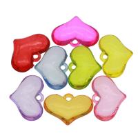 Acryl Anhänger, flacher Herz, DIY & transparent, gemischte Farben, 28x20x7mm, Bohrung:ca. 2mm, ca. 260PCs/Tasche, verkauft von Tasche
