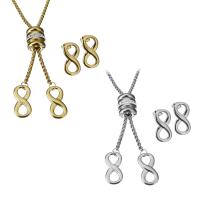 Fashion Stainless Steel Jewelry Sets, Stud Earring & necklace, with Rhinestone Clay Pave, plated, box chain & for woman, more colors for choice, 10.5x20.5mm,12.5x14mm,2.5mm,10.5x20.5mm, Length:Approx 28 Inch, 5Sets/Lot, Sold By Lot
