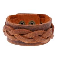Faux Leather Bracelet with Iron Round fashion jewelry & for man 27mm Sold Per 8.66 Inch Strand