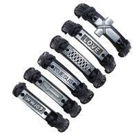 Faux Leather Bracelet Set with Linen & Zinc Alloy plated 6 pieces & fashion jewelry & for man 60mm Sold By Pair