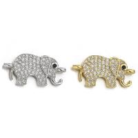 Brass Connector Elephant plated DIY & micro pave cubic zirconia Sold By Lot
