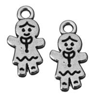 Character Tibetan Style Pendants, Girl, fashion jewelry & blacken, silver color, nickel, lead & cadmium free, 9x17.5x1.5mm, Hole:Approx 2mm, 100PCs/Lot, Sold By Lot
