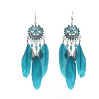 Fashion Feather Earring Zinc Alloy with Feather Flower antique silver color plated vintage & for woman & hollow nickel lead & cadmium free Sold By Lot