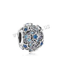 Tibetan Style European Large Hole Beads, plated, DIY & with rhinestone, blue, 11x11mm, 20PCs/Lot, Sold By Lot