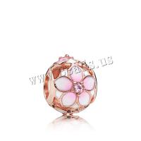 Zinc Alloy European Large Hole Beads rose gold color plated DIY & enamel & with rhinestone metallic color plated Sold By Lot