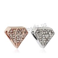 Zinc Alloy European Large Hole Beads Diamond Shape plated DIY & with rhinestone Sold By Lot