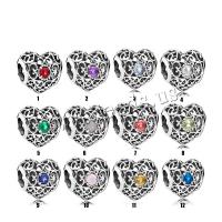 Zinc Alloy European Large Hole Beads Heart plated DIY & with rhinestone Sold By Lot