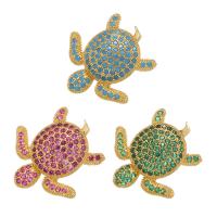 Brass Connector, Turtle, gold color plated, DIY & micro pave cubic zirconia, more colors for choice, 19x6x21mm, 10PCs/Lot, Sold By Lot