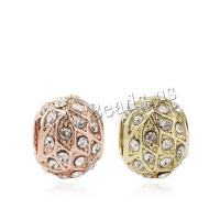 Tibetan Style European Large Hole Beads, Round, plated, DIY & with rhinestone, more colors for choice, 10x12mm, 20PCs/Lot, Sold By Lot