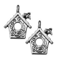 Tibetan Style, House, fashion jewelry & blacken, silver color, nickel, lead & cadmium free, 14x17x4.5mm, Hole:Approx 2.5mm, 100PCs/Lot, Sold By Lot