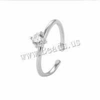925 Sterling Silver Finger Rings, with Cubic Zirconia, fashion jewelry & for woman, silver color, 0.4cm, Sold By PC