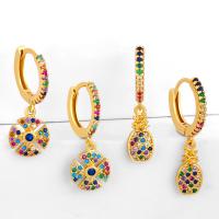 Boucles d'oreilles pendantes en laiton, zircon cubique, avec laiton, pour femme, plus de couleurs à choisir, Vendu par paire