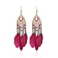 Fashion Feather Earring Zinc Alloy with Feather Teardrop plated for woman & hollow nickel lead & cadmium free Sold By Lot