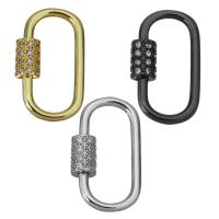 Brass Clasp, plated, micro pave cubic zirconia, more colors for choice, nickel, lead & cadmium free, 16x27.5x6mm, 5PCs/Lot, Sold By Lot