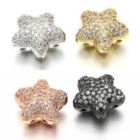 Cubic Zirconia Micro Pave Brass Connector Star plated DIY & micro pave cubic zirconia Sold By Lot