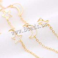 Brass Chain, Moon and Star, gold color plated, DIY & hollow, metallic color plated, 10m/Lot, Sold By Lot
