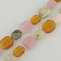 Naturligt farvet kvarts perler, Rainbow Quartz, blandede farver, 20-26x15-20x7-8mm, Hole:Ca. 1mm, Ca. 18pc'er/Strand, Solgt Per Ca. 16 inch Strand
