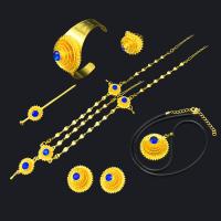 Brass Jewelry Set, Stud Earring & bangle & hair stick & finger ring & necklace, with Tibetan Style, 6 pieces & fashion jewelry & different size for choice & for woman, golden, 75cm, 6PCs/Set, Sold By Set