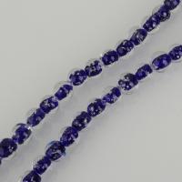 Handgewickelte Perlen, Lampwork, rund, blau, 10mm, ca. 50PCs/Strang, verkauft per ca. 18.5 ZollInch Strang