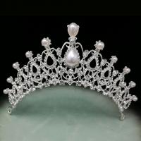 Bridal Tiaras, Tibetan Style, with Rhinestone, for woman & with rhinestone, white, 14.5cmx6cm, 3PCs/Lot, Sold By Lot