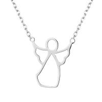 925 Sterling Silver Necklaces, Angel, platinum plated, oval chain & for woman & hollow, 16x19mm, Sold Per Approx 17.7 Inch Strand
